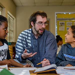 teacher with students